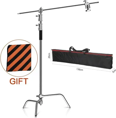 Obrázok produktu pre Fotografický statív, výška 260 cm, C-stojan, nastaviteľné rameno, 2,6 m s taškou
