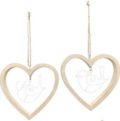 Produktbild von Fensterdeko hängende Frühlingsdeko Herz Holz 2er Set