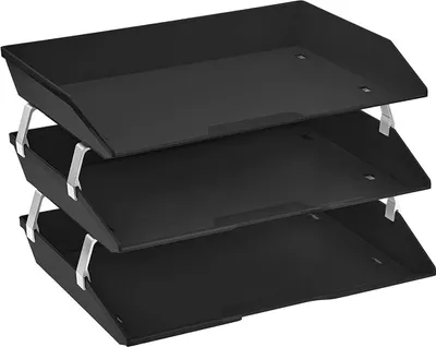 Produktbild von Briefablage Papiersortierer - 3-lagiger Schreibtischorganizer - Schwarz - Kunststoff