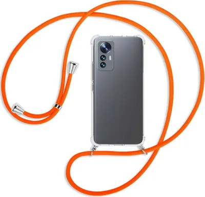 Produktbild von Handykette Backcover-Schutzhülle mit Band (Metall silberfarben) für Xiaomi 12 Lite - neonorange