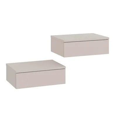 Produktbild von KOMTO Wandregal mit Schublade Cashmere - Nachttisch Hängend 2er Set Nachttisch Wandmontage Wandschublade Nachtschrank Hängend | Monaco
