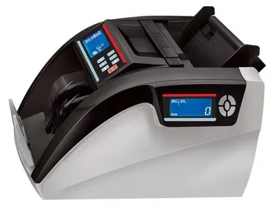 Produktbild von Banknotenzähler - 5800D Geldzählmaschine - UV/MG Falschgelderkennung - Mehrwährung - 1000 Banknoten/min - LCD-Display - Frontzufuhr - EU-Stecker - Schwarz/Weiß