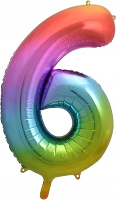 Produktbild von Folienballon Zahl 6, Regenbogen, 85 cm