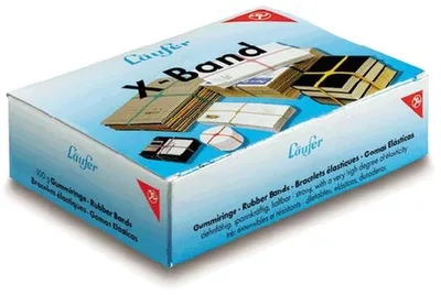 Produktbild von Gummibänder X-Band 100x11mm/65mm bunt sortiert 100g Packung mit 60 Stück