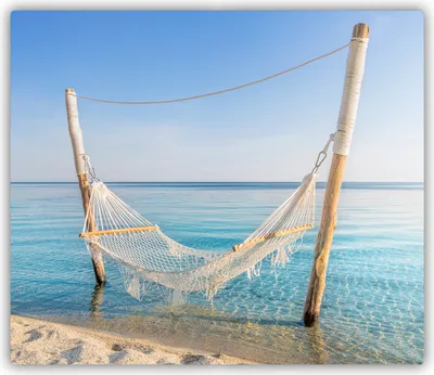 Produktbild von Tulup Glas Herdabdeckplatte Glaskeramikkochfeld-Abdeckung Spritzschutz Glasabdeckplatte Kochplattenabdeckung und Schneidebrett - Einteilig - 60x52 cm Hängematte am Meer