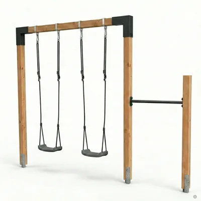 Image de EXIT Linea 85 Portique en Bois – avec Balançoire & Barre Fixe – Aire de Jeux Extérieure – Enfants