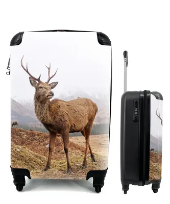 Produktbild von MuchoWow® Koffer Handgepäck Trolley Rollkoffer Kleine Reisekoffer mit 4 Rollen - Hirsche - Berge - Natur - Cabin Size < 55x40x23 cm & 55x40x20 cm - Fotokoffer - Kabinenkoffer - Boardgepäck - Reise-Box - Reisekoffer - Reisegepäck - Koffer mit Bild - Trolley für Kinder