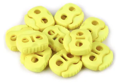 10 Stück Kordelstopper mit zwei Löchern zitronengelb