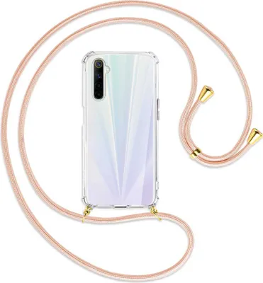 Produktbild von Handykette Backcover-Schutzhülle mit Band (Metall goldfarben) für Realme 6 / 6S - rose peach