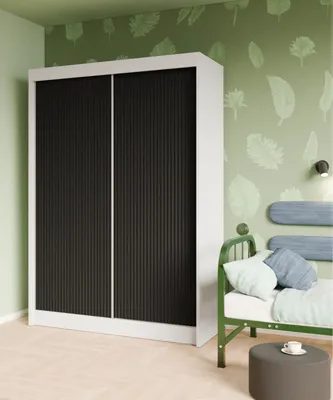 Produktbild von Schwebetürenschrank, 2-türig Kleiderschrank, Moderne Garderobe, Schrank in Größe: 150 x 215 x 61 cm