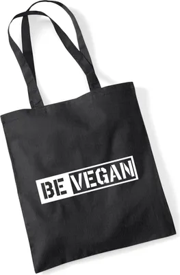 Produktbild von Huuraa Jutebeutel Be Vegan Modern 10 Liter Black Baumwolle Tasche Geschenkidee