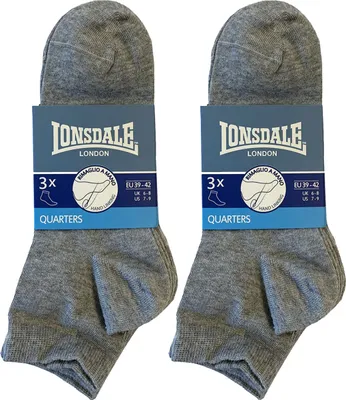 Produktbild von Lonsdale 6 Paar Quarter Socken Leichter Stoff Gekämmte Baumwolle (Grau, 43-46)