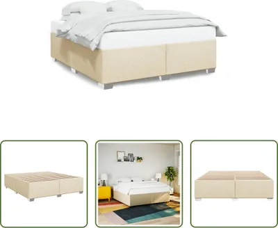 Produktbild von The Living Store Bettgestell ohne Matratze Creme 200x200 cm Stoff