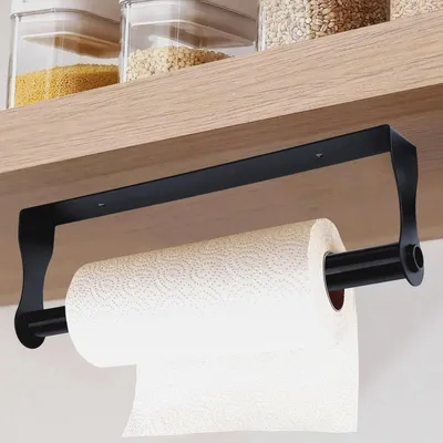 Produktbild von küchenrollenhalter ohne Bohren，schwarz klebend küchenpapierhalter für Handtücher und toilettenpapierrollen，küchenrollen Halter Wand für Küche,Badezimmer,Wohnzimmer,Toilette