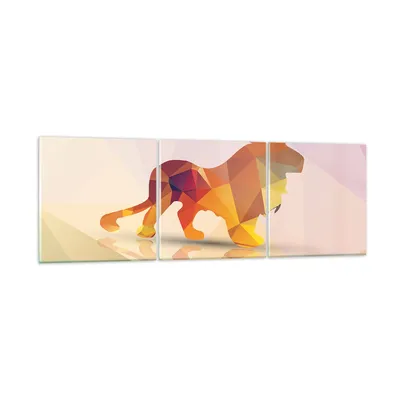 Produktbild von Bilder auf glas - Löwe Illustration modern - 120x40cm - Glasbilder - Wandbilder - Kunstdruck - zum Aufhängen bereit - Wanddekoration aus Glas - Glas Bilder - Wandbild auf Glas - GCA120x40-2804