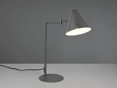 Produktbild von Retro LED Schreibtischlampe Anthrazit mit Schwenkarm, Nachttischlampe dimmbar