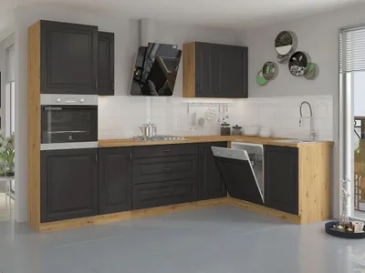 Obrázek produktu pro Rohová kuchyně 218/110 cm FRYZIA 1 - dub artisan / grafitová + LED osvětlení