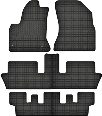 Produktbild von Gummimatten passend für Citroen C4 Picasso I (2006-2013) - für 7 Personen  Gummi Fußmatten Satz Schwarz + Stopper