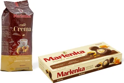 Image de MARLENKA® Duopack - Boules au miel au cacao (1 x 235 g) + Café Crema (1 x 500 g) - Grains de café