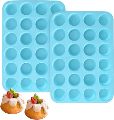 Produktbild von Silikon-Mini-Muffinform – Set mit 2 Stück – 24 Mini-Cupcake- und Muffinformen, antihaftbeschichtet