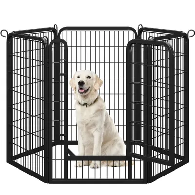 Produktbild von Yaheetech 6-teilig Welpenlaufstall faltbar mit Tür, Welpenauslauf 100cm hoch, Hundelaufstall Freilaufgehege für Hunde Wohnung & Garten, Aufbau werkzeugfrei