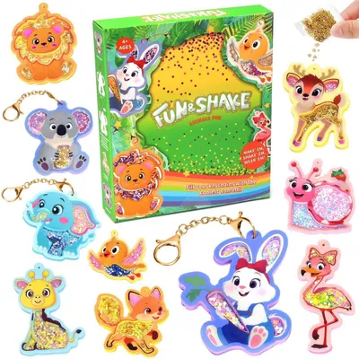 Produktbild von Bastelset Glitzer-Schlüsselanhänger für Kinder ab 4 Jahren, 10er Set