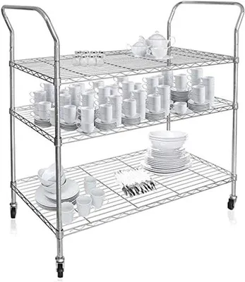 Obrázek produktu pro Víceúčelový kuchyňský vozík na kolečkách se 3 úrovněmi – ideální pro kuchyň, koupelnu a kancelář