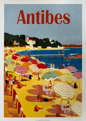 Image de Antibes Plage - F.Whatley - 50x70cm Affiche Poster