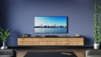 Tv Lowboard 300 cm Eiche Wotan Schwarze Zierleiste