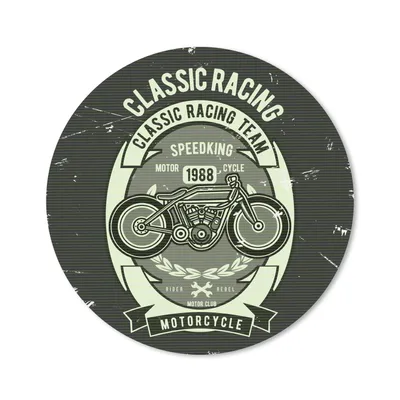 Produktbild von MuchoWow® Mauspad Mousepad Motorrad - Rennen - Retro - Zeichnung 30x30 cm - Mousepads - Maus Mat - Pad - Mausunterlage - Tischunterlage - Schreibtischmatten