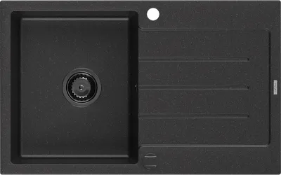 Produktbild von Mexen Bruno Granitspüle mit einem Becken und einer Abtropffläche 795 x 495 mm, Schwarz/Silbermetallic, Siphon Schwarz - 65137910