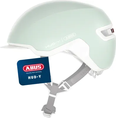 Immagine prodotto di Casco da bici ABUS HUD-Y - con luce posteriore a LED magnetica e ricaricabile e chiusura magnetica - Elegante casco urbano per l'uso quotidiano - per uomo e donna - menta pura, taglia M (54-58 cm)