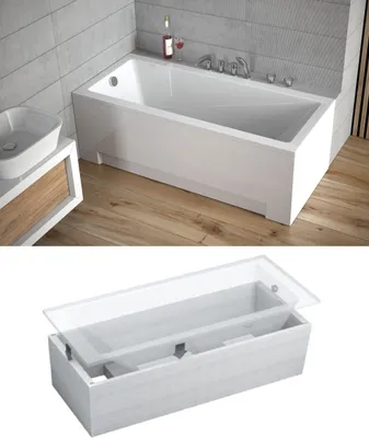 Produktbild von BADLAND Badewanne Rechteck Modern 180x80 mit Ablaufgarnitur, Füßen und Wannenträger GRATIS