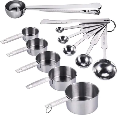 Produktbild von Messbecher-Set – 12 Stück – 0,3 ml – Edelstahl – Mit Skala