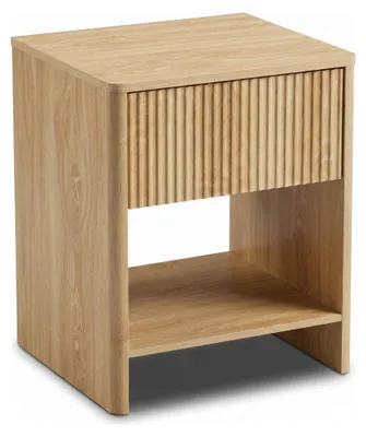 Image de SensaHome, table de chevet de style Japandi – Lot de 2 – Tiroir et étagère ouverte – Table de rangement pour chambre à coucher – 45x40x55 cm – Chêne