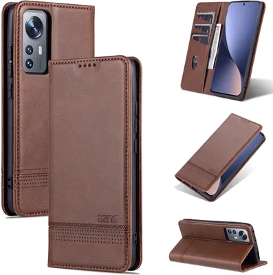 Obrázek produktu pro Xiaomi 12 Lite Leather Case, Flip Cover Wallet Case Magnetic Closure Stand Protective Case pro Xiaomi 12 Lite Coffee