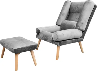 Obrázek produktu pro Polohovací křeslo Relaxační křeslo Lola s podnožkou Opěradlo nastavitelné v 5 polohách Barva: Amor Velvet 4318 - šedá