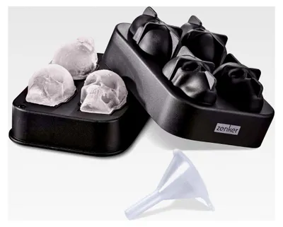 Produktbild von Eiswürfelform Totenkopf – 4er Set Silikonform für Halloween, spülmaschinenfest, temperaturbeständig von -40 °C bis +230 °C, Schwarz