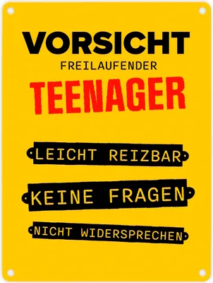 Produktbild von Vorsicht freilaufender Teenager Metallschild in 15x20 cm