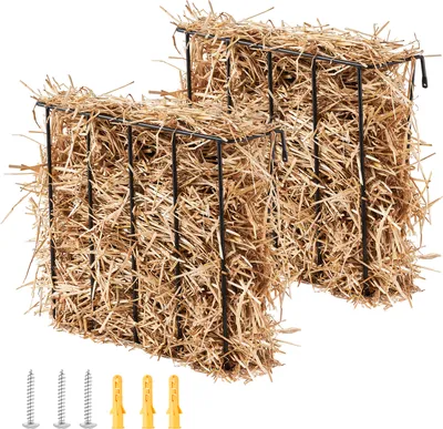 Immagine prodotto di Portafieno VEVOR per bestiame, 650 x 200 x 585 mm, set di 2 mangiatoie in acciaio ad alte prestazioni per capre, portafieno a parete per cavalli, mangiatoia