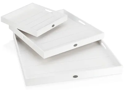 Productafbeelding van Elzusha - Set van 3 Houten Dienbladen - Vintage Decoratieve Dienbladen met Handvatten
