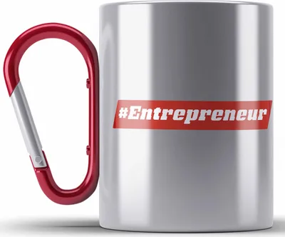 Produktbild von Trendation - Entrepreneur Edelstahl Tasse Karabiner Entrepreneurship Geschenk Spruch Motivation (Rot)