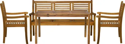 Produktbild von TPFGarden SITZGRUPPE Akana mit 2 Stühlen, 1 Bank und 1 Tisch - 135x80 cm - Akazienholz geölt