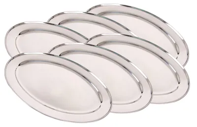 Produktbild von 6er-Set Edelstahl Servierplatte 40cm Buffetplatte Serviertablett Partyplatte