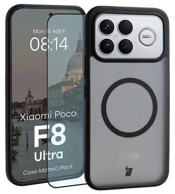 Produktbild von Schutzhülle mit Magnetring + gehärtetem Glas Bizon MatteO Pack für Xiaomi POCO F8 Ultra, Getönt-Schwarz