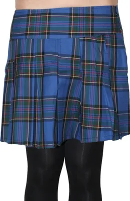 Produktbild von Nix Gut Blauer Tartan Faltenrock für Damen aus Baumwoll-Polyester-Mischgewebe