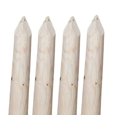 Produktbild von TIMBERMIK ø 6cm 4-Pack Spitze Holzpalisaden Länge: 240 cm Holzpfähle Garten Palisade Holz Baumpfahl Zaunpfosten Witterungsbeständig Nicht Imprägniert