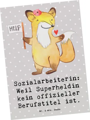 Produktbild von Mr. & Mrs. Panda Grußkarte Sozialarbeiterin Heldin - Grau Pastell - Geschenk, bildkarte, Ansichtskarten, Berufspassion, Geschenke für Berufstätige, Ansichtskarte, helfen
