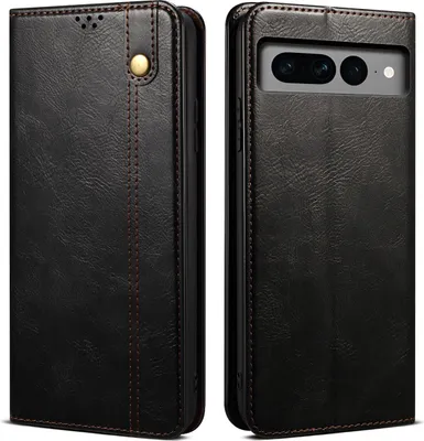 Produktbild von Google Pixel 8 Pro Hülle, Leder Flip Brieftasche Schutzhülle mit Standfunktion für Google Pixel 8 Pro Schwarz