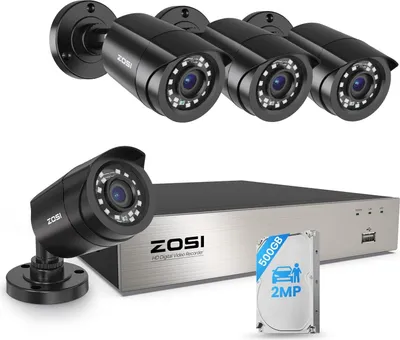 Produktbild von ZOSI 1080P Überwachungskamera Set 8CH 500GB DVR und 4 Außen 1080P Verkabelt Video Sicherheitskameras, Personen- und Fahrzeugerkennung, Wasserdicht